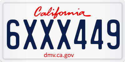 CA license plate 6XXX449