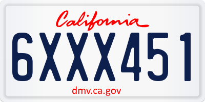 CA license plate 6XXX451