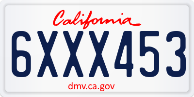 CA license plate 6XXX453