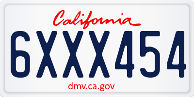 CA license plate 6XXX454