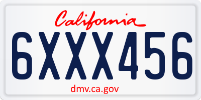 CA license plate 6XXX456