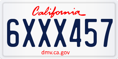 CA license plate 6XXX457