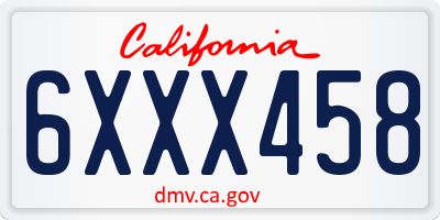 CA license plate 6XXX458