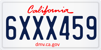 CA license plate 6XXX459
