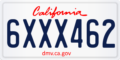 CA license plate 6XXX462