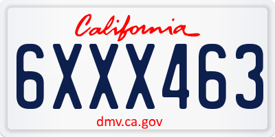 CA license plate 6XXX463