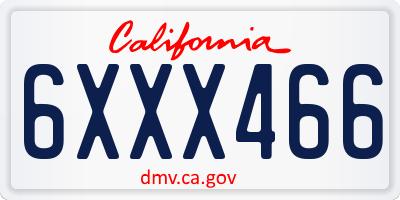 CA license plate 6XXX466