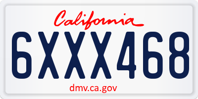 CA license plate 6XXX468