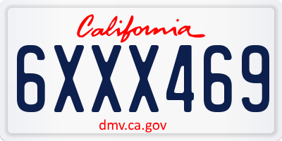 CA license plate 6XXX469