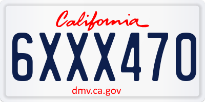 CA license plate 6XXX470