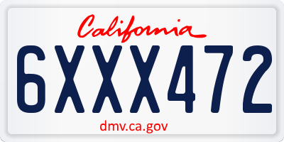 CA license plate 6XXX472