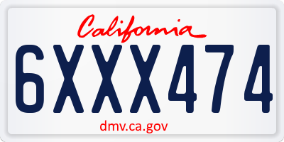 CA license plate 6XXX474