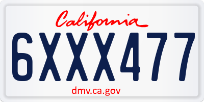 CA license plate 6XXX477