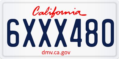 CA license plate 6XXX480