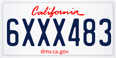 CA license plate 6XXX483