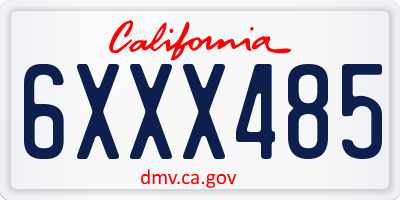 CA license plate 6XXX485