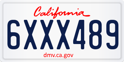 CA license plate 6XXX489