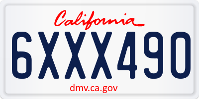 CA license plate 6XXX490