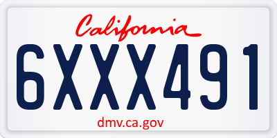 CA license plate 6XXX491