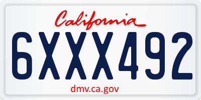 CA license plate 6XXX492