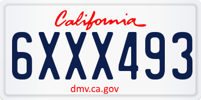 CA license plate 6XXX493