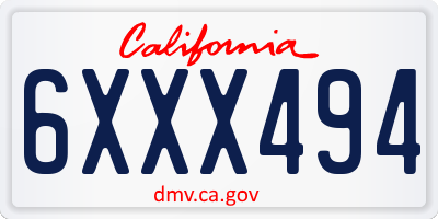 CA license plate 6XXX494
