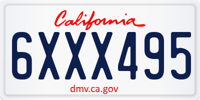 CA license plate 6XXX495