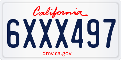 CA license plate 6XXX497