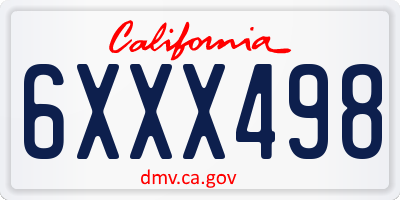 CA license plate 6XXX498