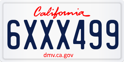 CA license plate 6XXX499