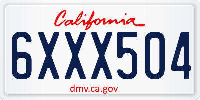 CA license plate 6XXX504