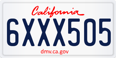 CA license plate 6XXX505