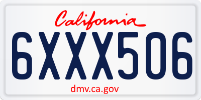 CA license plate 6XXX506