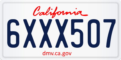 CA license plate 6XXX507
