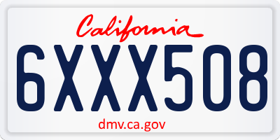 CA license plate 6XXX508