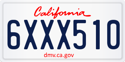 CA license plate 6XXX510
