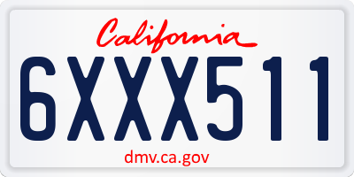 CA license plate 6XXX511