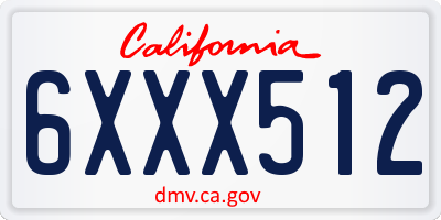 CA license plate 6XXX512