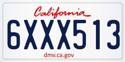 CA license plate 6XXX513