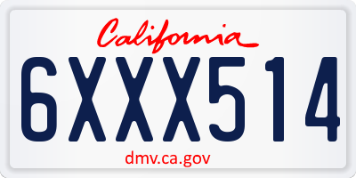 CA license plate 6XXX514