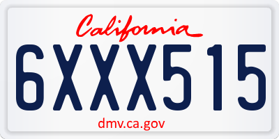 CA license plate 6XXX515