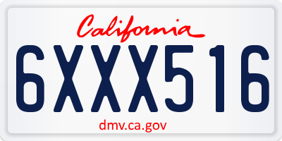 CA license plate 6XXX516