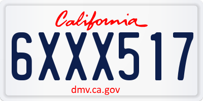 CA license plate 6XXX517