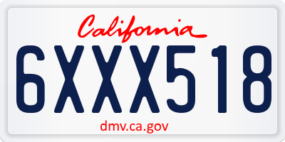 CA license plate 6XXX518