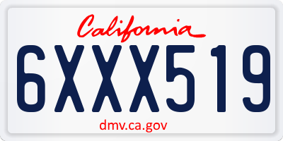 CA license plate 6XXX519