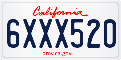 CA license plate 6XXX520