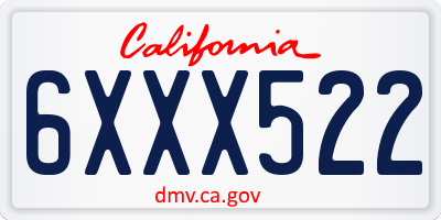 CA license plate 6XXX522