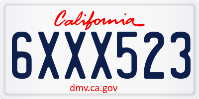 CA license plate 6XXX523
