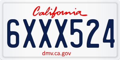 CA license plate 6XXX524
