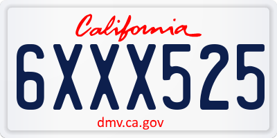 CA license plate 6XXX525